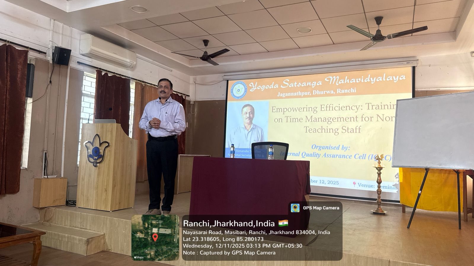 The Internal Quality Assurance Cell (IQAC) organized a training session titled *Empowering Efficiency: Training on Time Management for Non-Teaching Staff* on November 12, 2025.